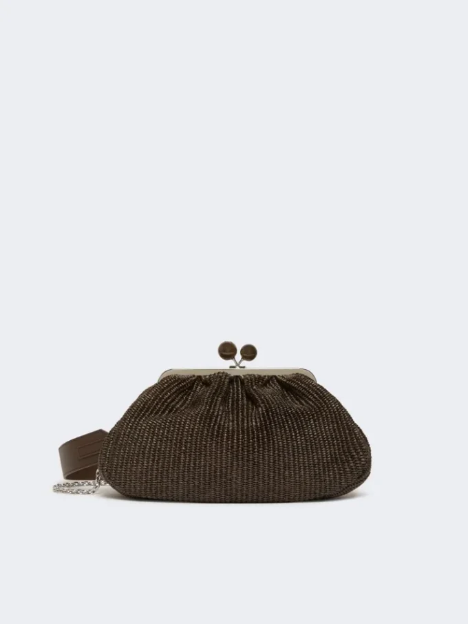 Medium raffia-effect pasticcino bag, dark brown Medium raffia-effect pasticcino bag, dark brown