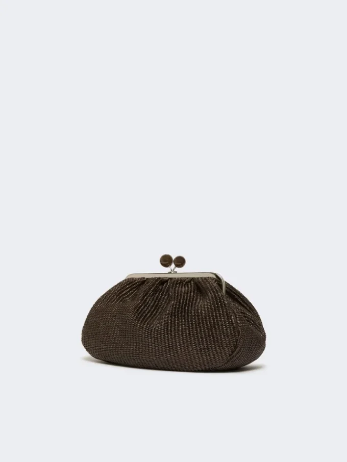 Medium raffia-effect pasticcino bag, dark brown Medium raffia-effect pasticcino bag, dark brown