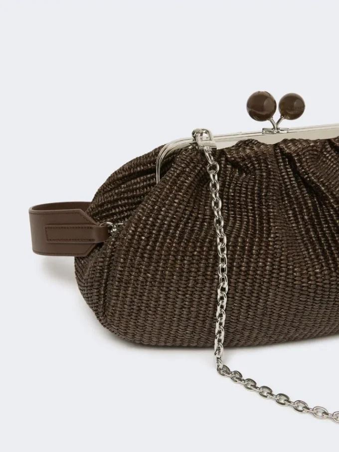 Medium raffia-effect pasticcino bag, dark brown Medium raffia-effect pasticcino bag, dark brown