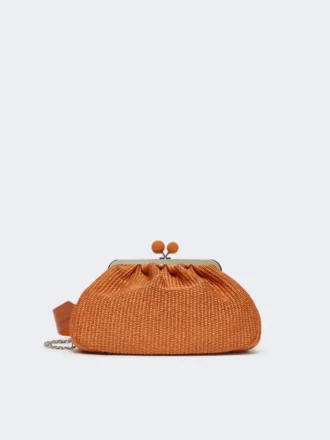 Medium raffia-effect pasticcino bag, salmon
