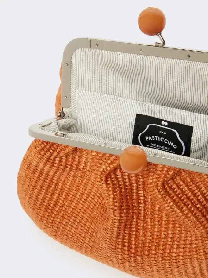 Medium raffia-effect pasticcino bag, salmon Medium raffia-effect pasticcino bag, salmon