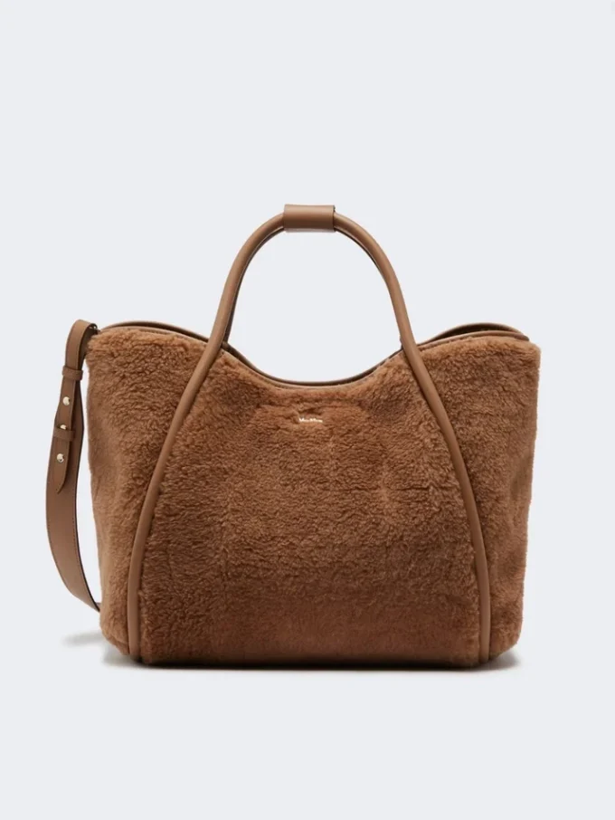 Medium teddy fabric marine bag, camel Medium teddy fabric marine bag, camel