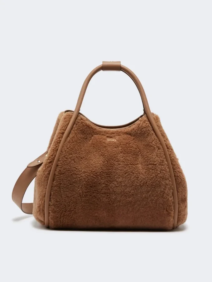 Medium teddy fabric marine bag, camel Medium teddy fabric marine bag, camel
