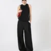 Mesh top with crystals, black
