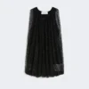 Mesh top with crystals, black