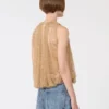 Mesh top with crystals, camel