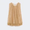 Mesh top with crystals, camel