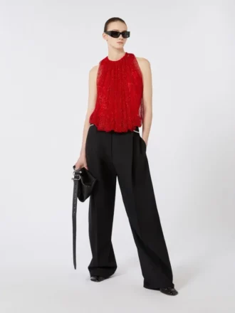 Mesh top with crystals, red