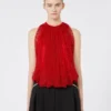 Mesh top with crystals, red