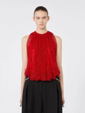Mesh top with crystals, red