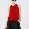 Mesh top with crystals, red