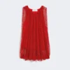 Mesh top with crystals, red