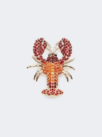 Metal brooch with rhinestones, dark red Metal brooch with rhinestones, dark red
