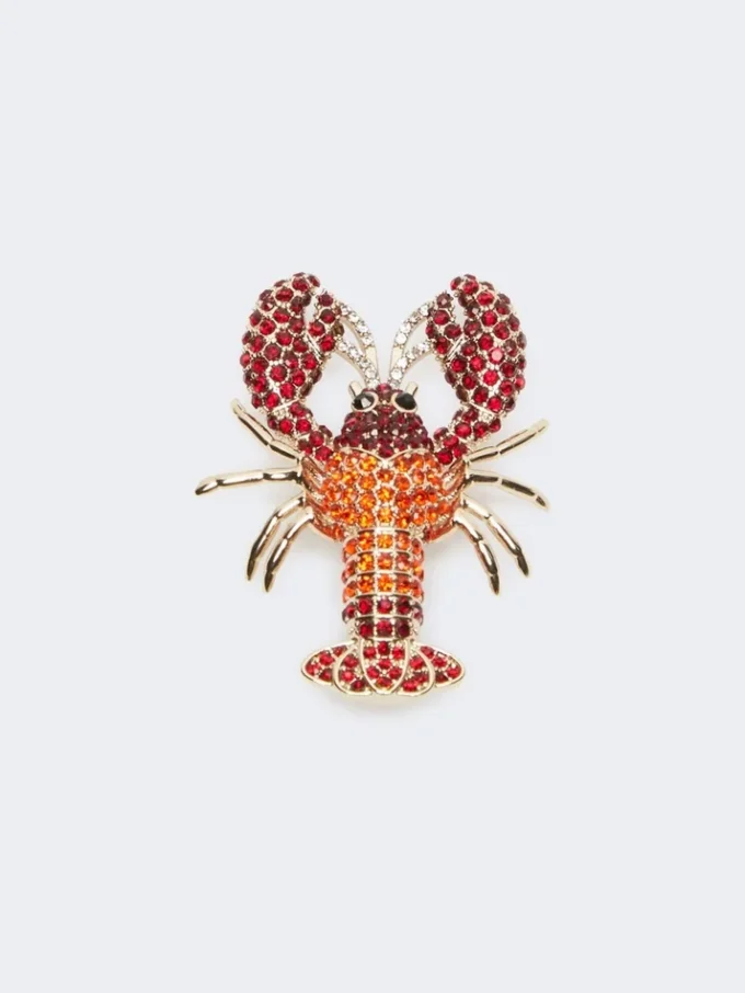 Metal brooch with rhinestones, dark red Metal brooch with rhinestones, dark red