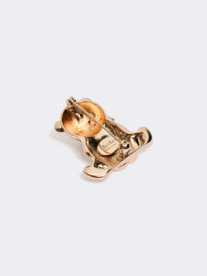 Metal brooch with rhinestones, gold Metal brooch with rhinestones, gold