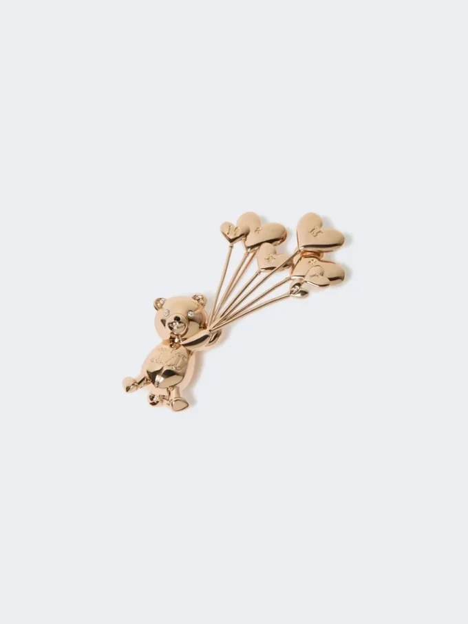 Metal brooch with rhinestones, gold Metal brooch with rhinestones, gold