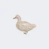 Metal brooch with rhinestones, optical white