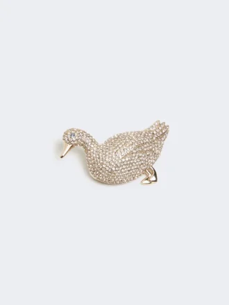 Metal brooch with rhinestones, optical white Metal brooch with rhinestones, optical white