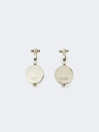 Metal hemisphere earrings, silver