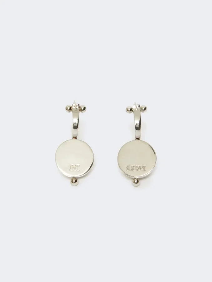Metal hemisphere earrings, silver