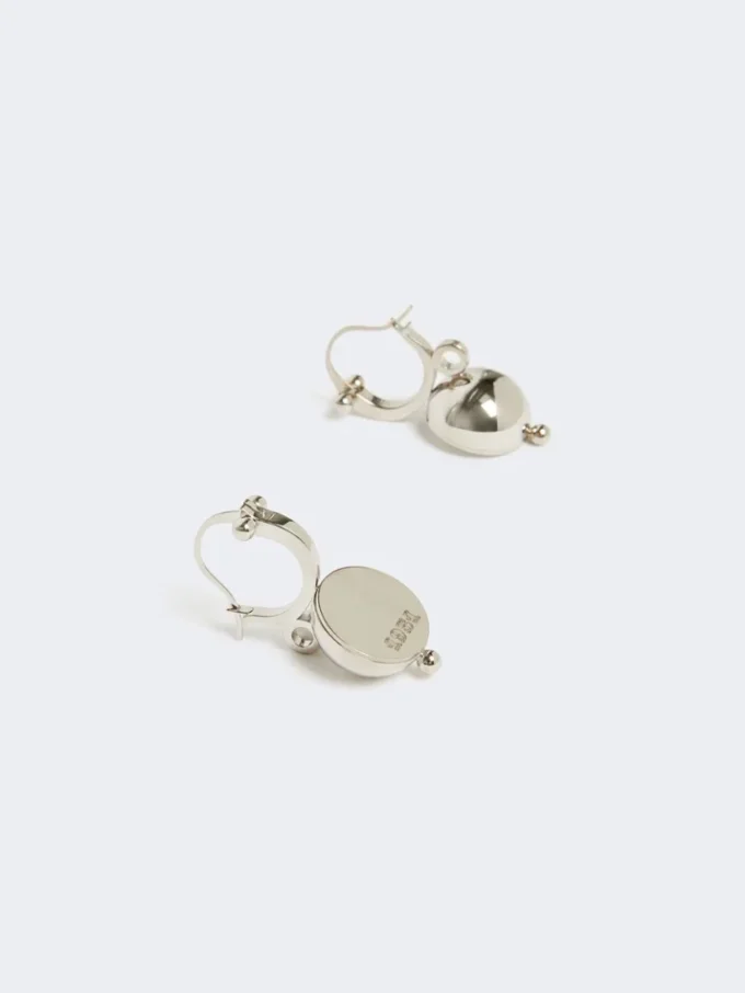 Metal hemisphere earrings, silver