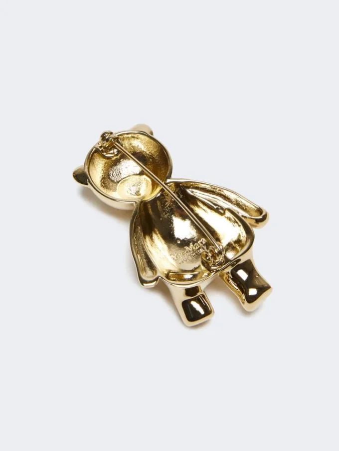 Metal teddy bear brooch, white