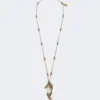 Metallic necklace with pin pendant, gold Metallic necklace with pin pendant, gold