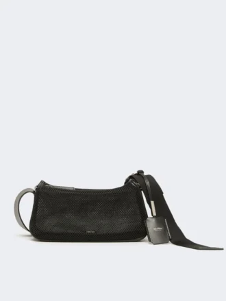 Micro handbag in technical mesh, black