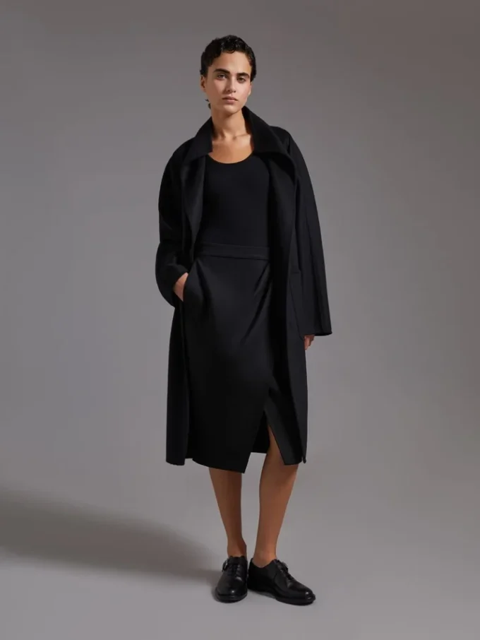 Midi cashmere cardigan coat, black Midi cashmere cardigan coat, black