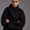 Midi cashmere cardigan coat, black Midi cashmere cardigan coat, black
