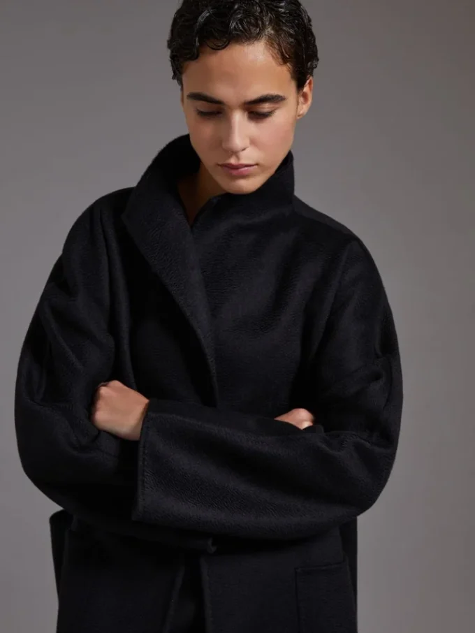 Midi cashmere cardigan coat, black Midi cashmere cardigan coat, black