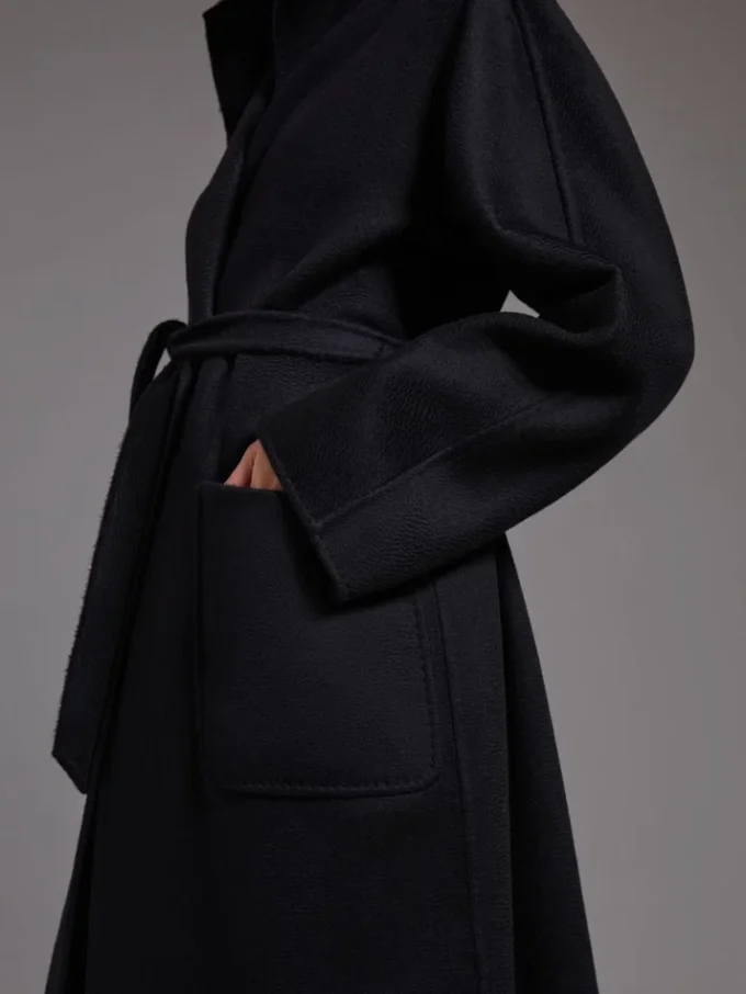 Midi cashmere cardigan coat, black Midi cashmere cardigan coat, black