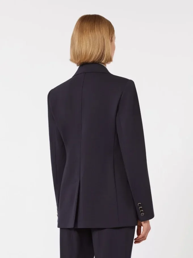 Milano-knit double-breasted jersey blazer, navy Milano-knit double-breasted jersey blazer, navy