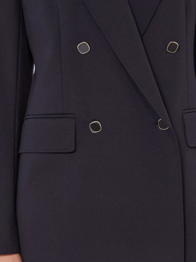 Milano-knit double-breasted jersey blazer, navy Milano-knit double-breasted jersey blazer, navy