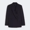 Milano-knit double-breasted jersey blazer, navy Milano-knit double-breasted jersey blazer, navy