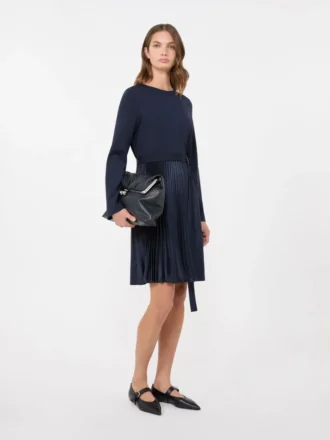 Milano-knit jersey dress, navy