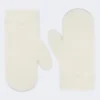 Mittens in alpaca and wool teddy fabric, optical white Mittens in alpaca and wool teddy fabric, optical white