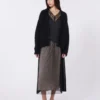 Plissa-pleated tulle skirt, black