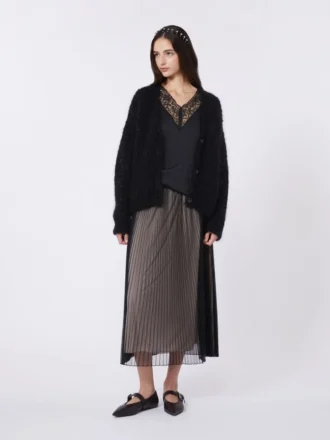 Plissa-pleated tulle skirt, black