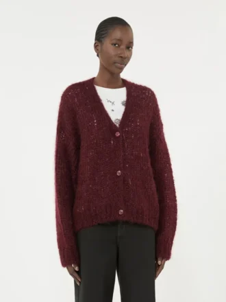 Mohair cardigan, bordeaux