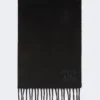 Monogram-embroidered camel stole, black