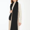 Monogram-embroidered camel stole, black