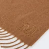 Monogram-embroidered camel stole, camel