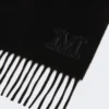 Monogram-embroidered cashmere stole, black
