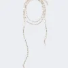 Multi-strand metal and glass necklace, optical white Multi-strand metal and glass necklace, optical white