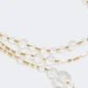 Multi-strand metal and glass necklace, optical white Multi-strand metal and glass necklace, optical white