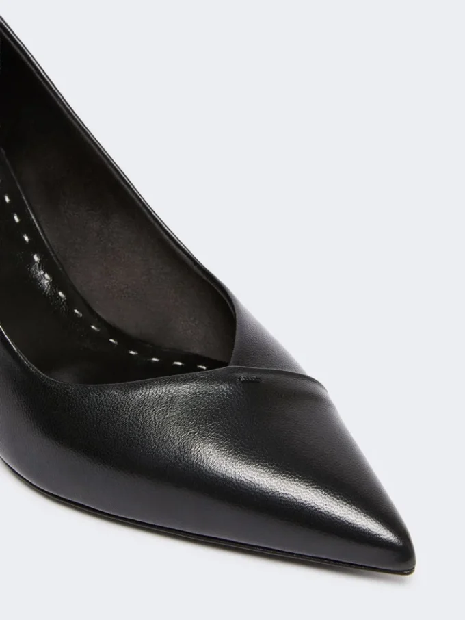 Nappa leather court shoes, black