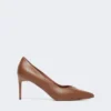 Nappa leather court shoes, tobacco