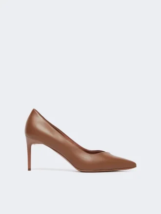 Nappa leather court shoes, tobacco