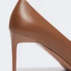Nappa leather court shoes, tobacco
